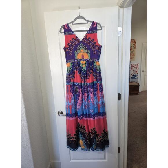 Modcloth Boho Mandala Print Vibrant Colors Sleeveless Maxi Dress, Women's Medium - Picture 9 of 14